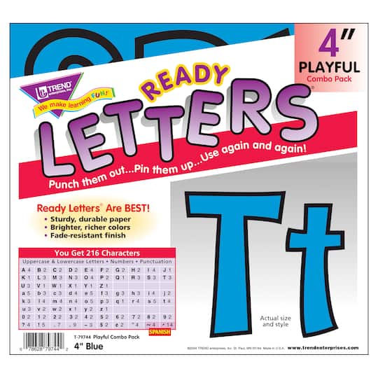 Trend Enterprises® 4" Playful English/Spanish Combination Ready Letters® 6 Packs in Baby Blue | Michaels®